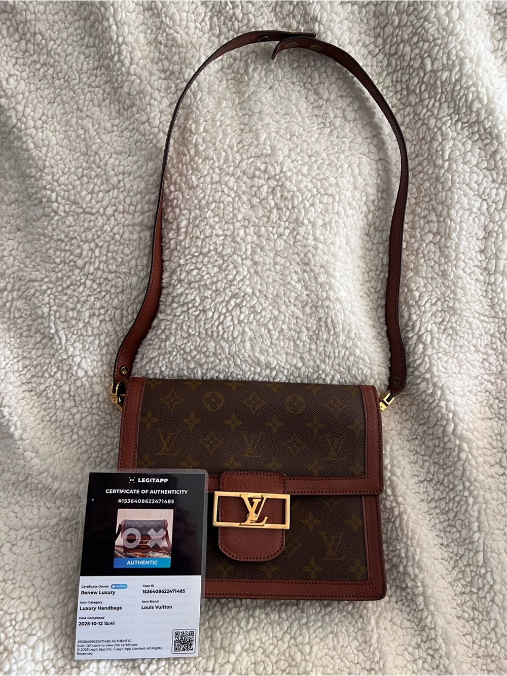 LOUIS VUITTON Sac Dauphine Shoulder Bag vintage Brown Monogram Canvas w/ COA - Picture 6 of 17